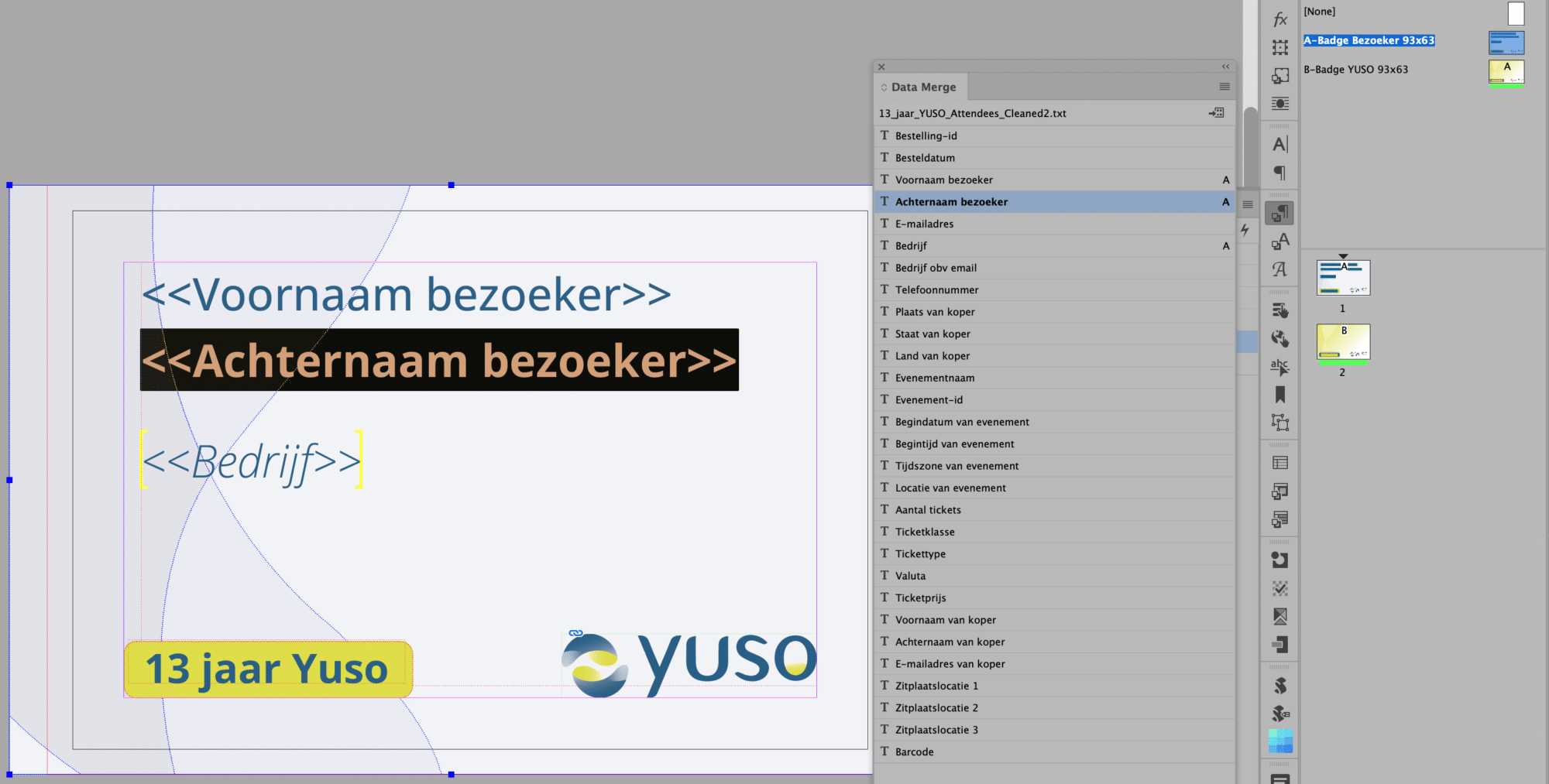 Data Merge InDesign variabelen