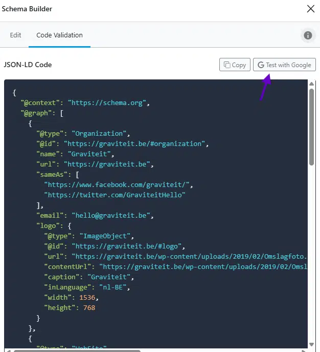 Schema templates testen met Google Rich Results tool