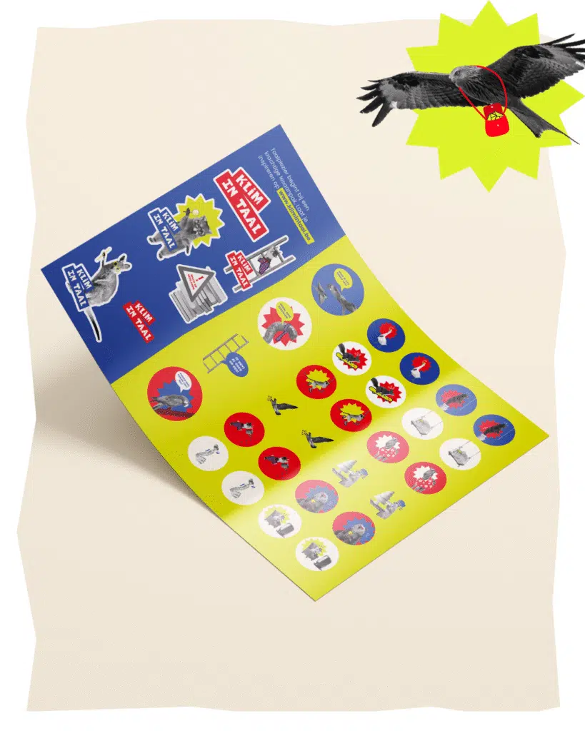Klim in taal - campagne voor leerkrachten lager onderwijs mockups social media, website, T-shirts, logo