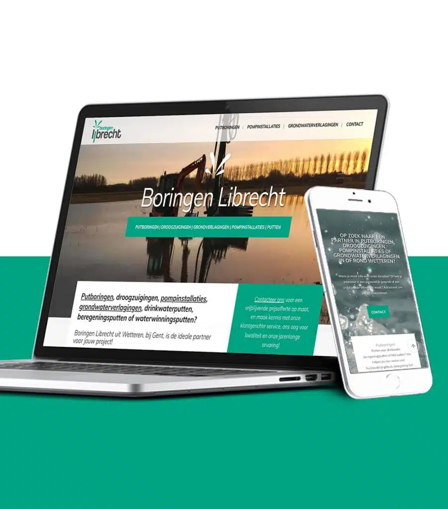 Portfolio Boringen Librecht website laptop smartphone Putboringen Wetteren