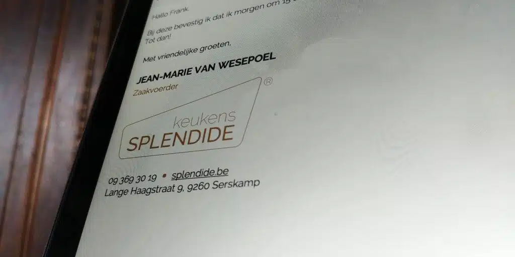 Portfolio Splendide Branding mailhandtekening Keukens Serskamp Wichelen