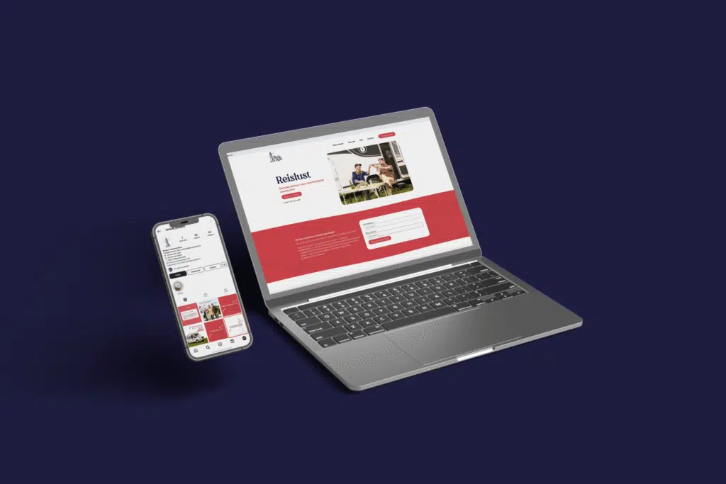 Reislust website en instagram op laptop en gsm