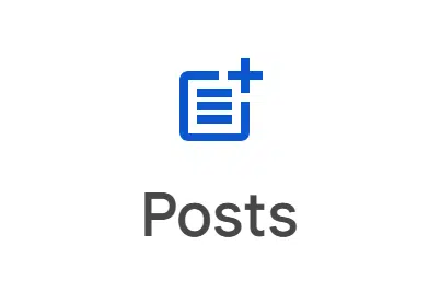 Knop 'Posts' in Google Bedrijfsprofiel.