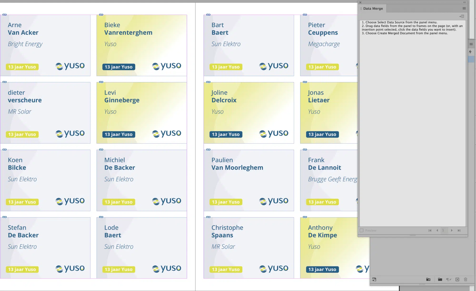 Data Merge InDesign overzicht ontwerpen