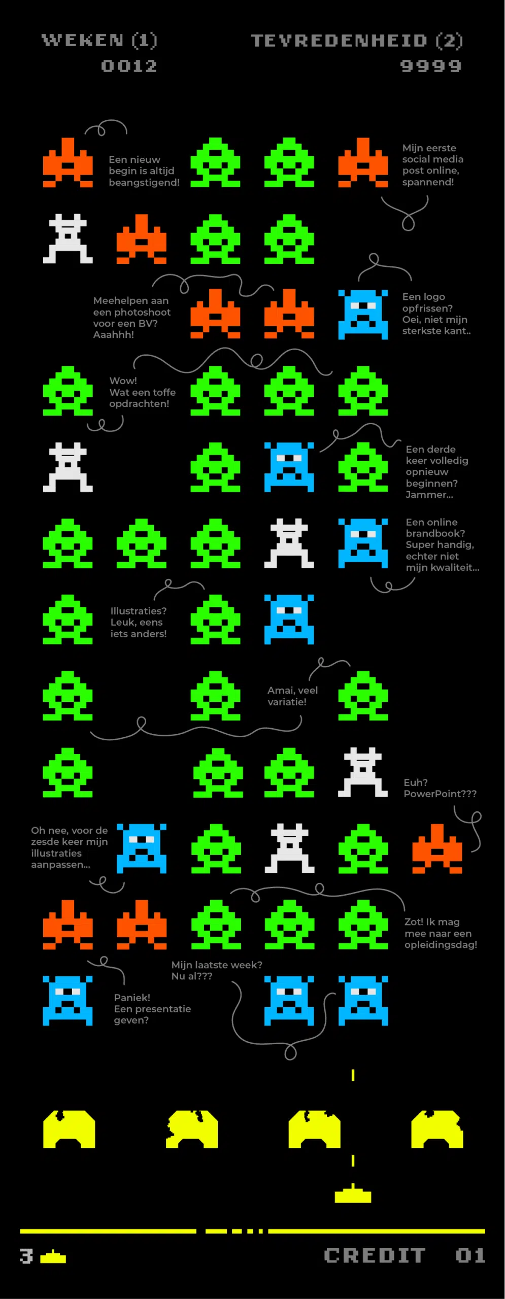 Space Invaders grafisch ontwerp stage laurence snoeck