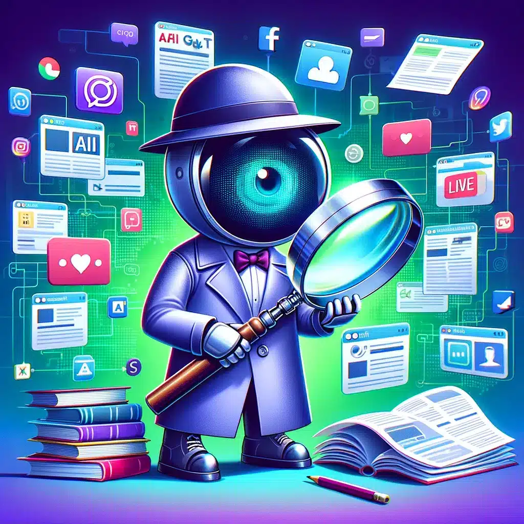 Een afbeelding gegenereerd door ChatGPT over het opzoeken van onderwerpen op het internet