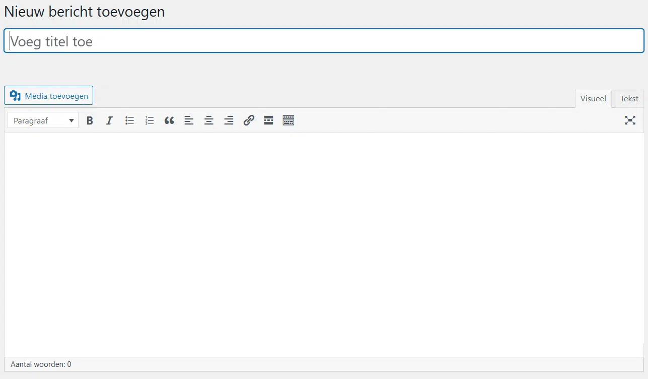 Klassieke editor gebruiken voor blog toevoegen in WordPress