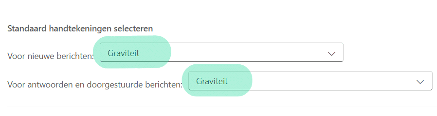 Screenshot met highlight om aan te duiden waar de instructies voor het instellen van een mailhandtekening in Outlook online moeten toegepast worden.