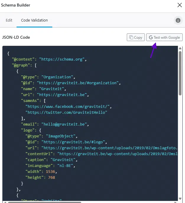 Schema templates testen met Google Rich Results tool