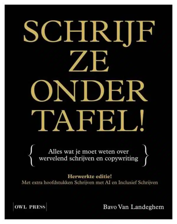 Boekcover Schrijf ze onder tafel